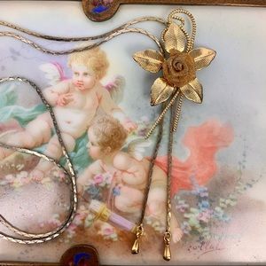 Vintage Rose Bolo Style Necklace